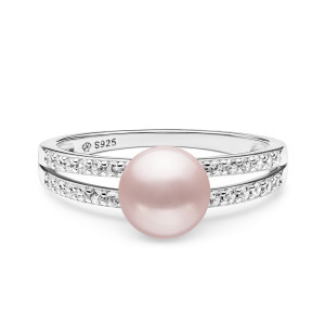 Inel cu perla naturala roz pudra si cristale de argint DiAmanti SK21492R-L-G (Argint 925‰ 1,95 g.)